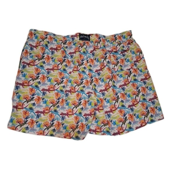 Michael's Swim Trunks Mens Large Colorful Pink Blue Yellow Mesh Lining Size 4X - Picture 2 of 6